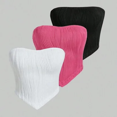 Asymmetrical Hem Bandeau Top by INAWLY