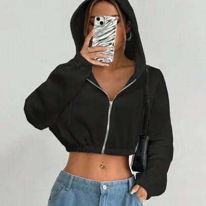 Casual Zip-Up Short Hooded Jacket by StreetHx