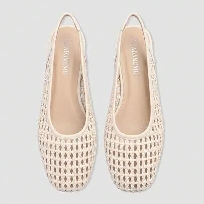 Handmade PU Material Woven Breathable Flat Sole Sandals Slippers by ADAMUMU