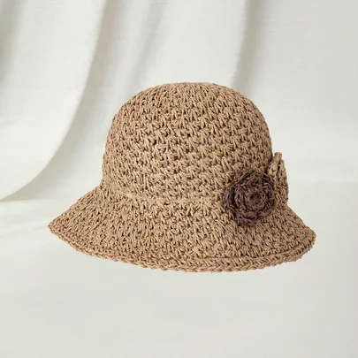Foldable Floral Wide Brim Straw Sun Hat by Clariva