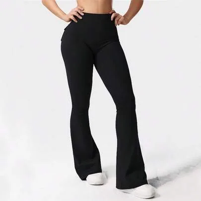 CoreFlex Flare Leggings with Pockets Scrunch Workout Butt Lifting Gym Yoga Pants by SHEIN