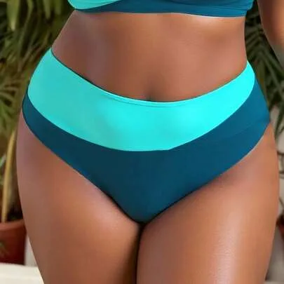 Multi-Color Patchwork High Waisted Triangle Bikini Bottom by Slaydiva