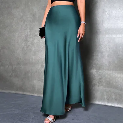 Satin Skirt Versatile Fish Tail Hem Skirt by Glamine