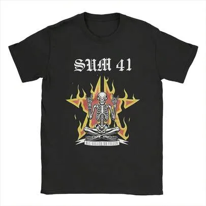 Band Sum 41 T-Shirts SUM41 Punk Pure Cotton Tees Round Neck Short Sleeve T Shirt Graphic by SHEIN
