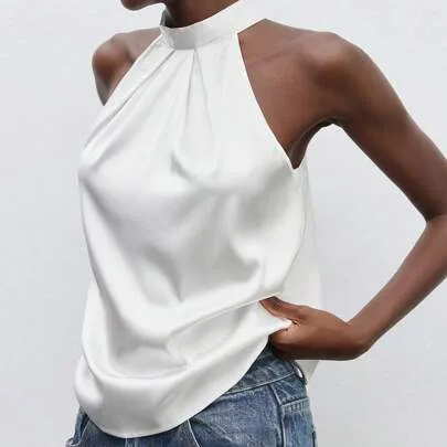 Solid Tie Back Halter Top