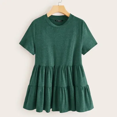 Marled Knit Smock Top by SHEIN