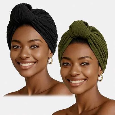 Knotted Headwrap Turban Hat Pleated Style Headscarf by SHEIN
