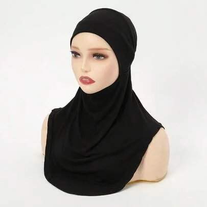 Solid Color Chin Strap Elastic Chin Wrap Base Beanie Head Scarf by SHEIN