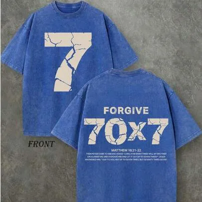 Vintage Washed Double Sided Printed 230g Pure Cotton T-Shirt Christian Scripture