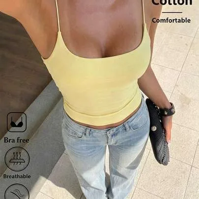 Casual Versatile Ruched Cup Camisole by FavEase