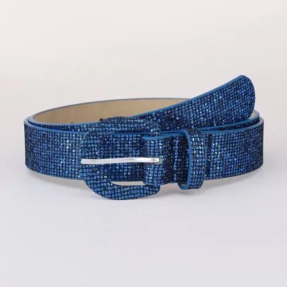 Sequin Decor Geometric Buckle Belt by APLCSEY