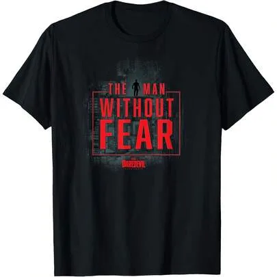 Daredevil Born Again the Man Without Fear Logo 220g Pure Cotton Single-Sided Printed Crew Neck Short-Sleeved T-Shirt by SHEIN