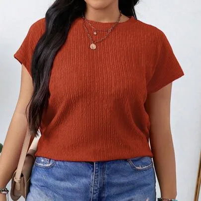 Solid Color Texture Batwing Sleeve Shirt by Luneh