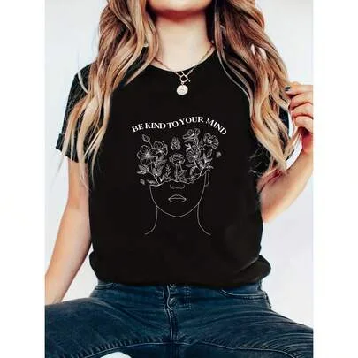 Be Kind to Your Mind Mental Health Occupational Therapy 100% Cotton T-Shirt by SHEIN