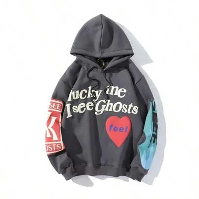 Lucky Me I See Ghosts Graphic Oversized Pullover Hoodie by SHEIN