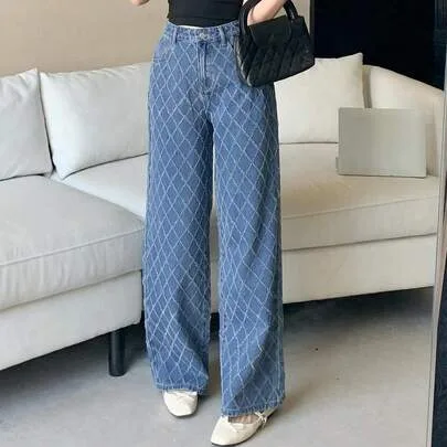 Casual Straight Leg Button Fly Jeans by Joudiya