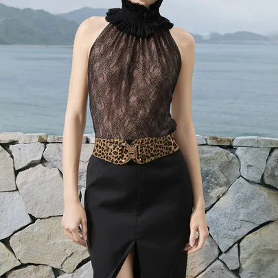 Leopard Print Casual Dress with Elastic Waist Band by CHICVUE