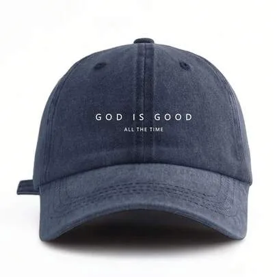 Vintage Washed Baseball Cap - "GOD IS GOOD ALL the TIME" Minimalist Quote Graphic Print by SHEIN
