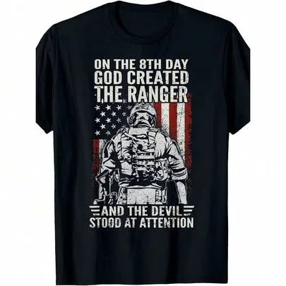 On the Eighth Day, God Made the US Army Ranger Flag T-Shirt by SHEIN