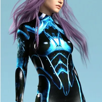 Futuristic Mecha High-Gloss Zippered Jumpsuit Sci-Fi Style Bodysuit by LADYINGBAY