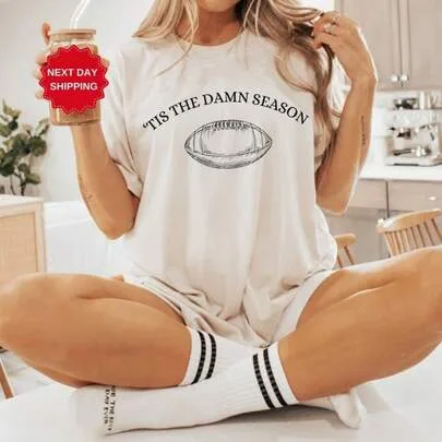 Tis the Damn Season Football T-Shirt 100% Cotton Oversized by SHEIN