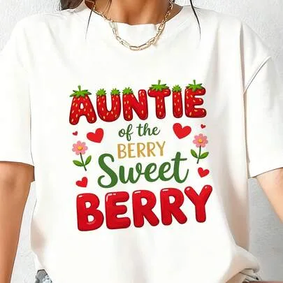 Auntie of the Berry Sweet One 1st Birthday Strawberry T-Shirt