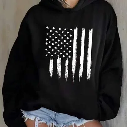 Patriotic Americana Graphic Hoodie by SHEIN