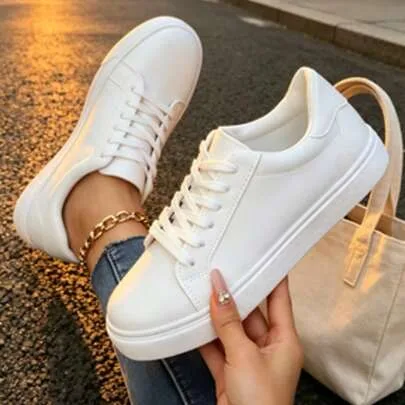 Low-Top Lace-Up Sneakers by SHEIN