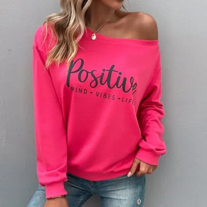 Letter Graphic Drop Shoulder Sweatshirt, Long Sleeve Pullover by Grawell