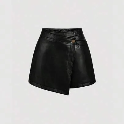 Vintage Asymmetrical Faux Layered Shorts by SHEIN