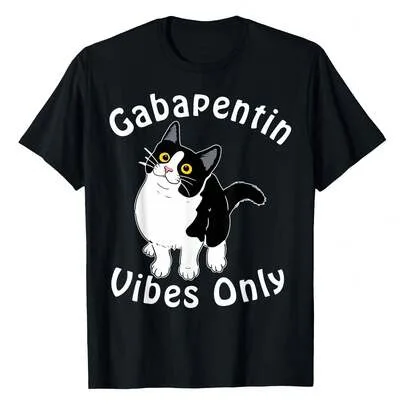 Gabapentin Vibes Only Veterinary Medicine Vet Tech Cute Cat Printed T-Shirt, Short-Sleeve Casual by SHEIN