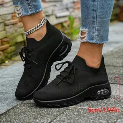Breathable Lightweight Low-Top Lace-Up Sneakers by SHEIN