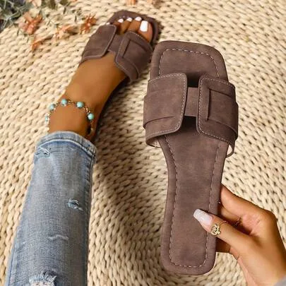 Casual Flat Slides, Slip-On Flip Flops Slippers, Open Toe Roman Braided Sandals