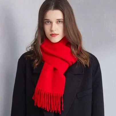 1pc Small Size 30*180cm Faux Cashmere Tassel Long Scarf Shawl by SHEIN