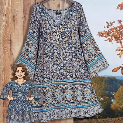 Patterned Midi Dress by Rusticease