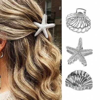 3pcs Minimalist Metal Bowknot Medium Hair Clips by SHEIN