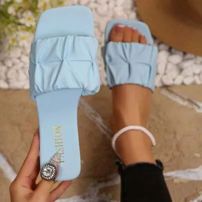 Non-Slip Soft Bottom Casual Flip Flops Square Toe Slides