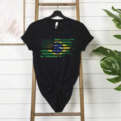 2026 World Cup Themed Brazilian American Flag T-Shirt by SHEIN