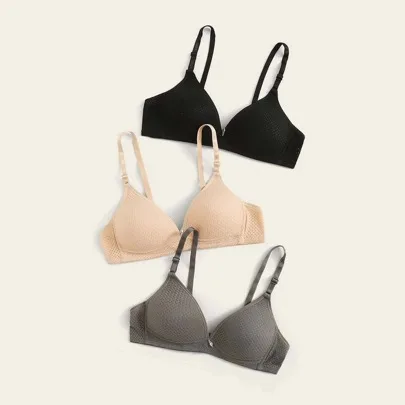 Adjustable Strap Bra Set 3pack by SHEIN