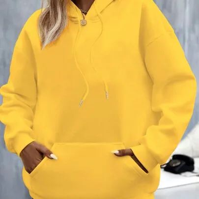 Solid Color Long Sleeve Sweatshirt by INAWLY