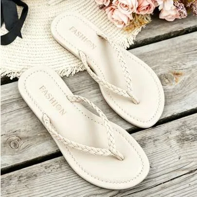 Braided Detail Thong Sandals by SHEIN