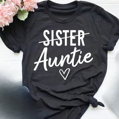 Payeah 100% Cotton Sister Auntie Shirt by SHEIN