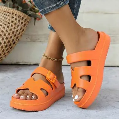 Flat Sandals with Arch Support Adjustable Buckle Comfort Lightweight Sandal by Haifago