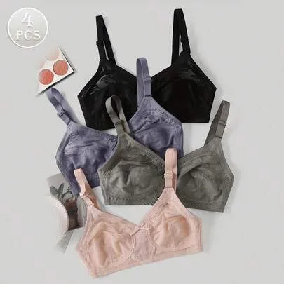 Full Coverage Lace Wireless Bras Thin Padded Bras for Large Bust by SHEIN