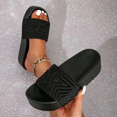 Thick-Soled Starry Slides Slip-On Sandals by SHEIN