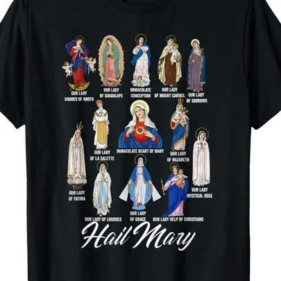 Our Lady the Blessed Mother Latin Marian Titles Catholic T-Shirt by SHEIN