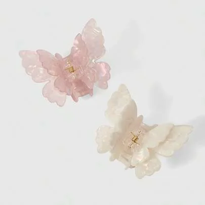Butterfly Acrylic Hair Clip with Double Layer Wings Vintage Palace Style Claw Clip by ROMWE