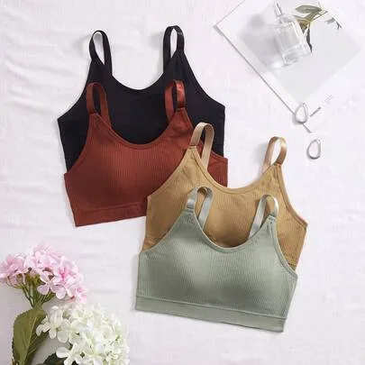 4pcs Minimalist Solid Color Comfortable Wireless Bras by Lowkey Lull