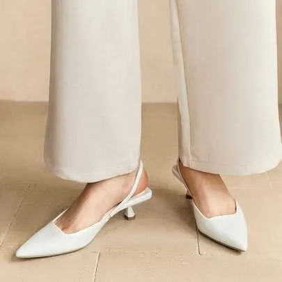 Solid Color Glossy Patent Leather Kitten Heels, Pointed Toe Ankle Strap High Heels by Alvarani