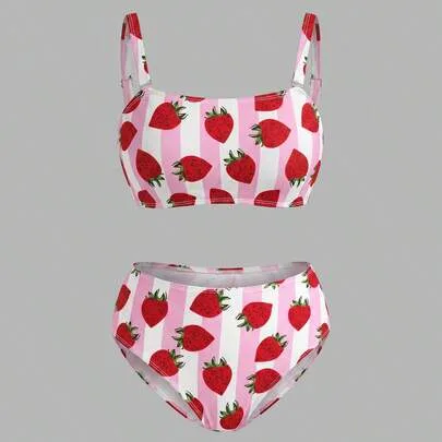 Leopard Print Minimalist Tankini Swimsuit Set by Sweetra CURVE